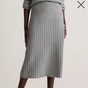 Quince Mongolian Cashmere Midi Ribbed Skirt S
